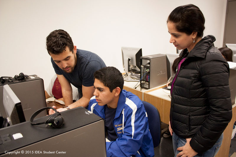 Students working on computer