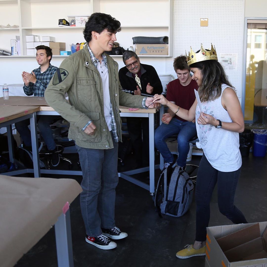 Max Manzare and Shraddha Chaplot during Drew School's engineering and robotics program