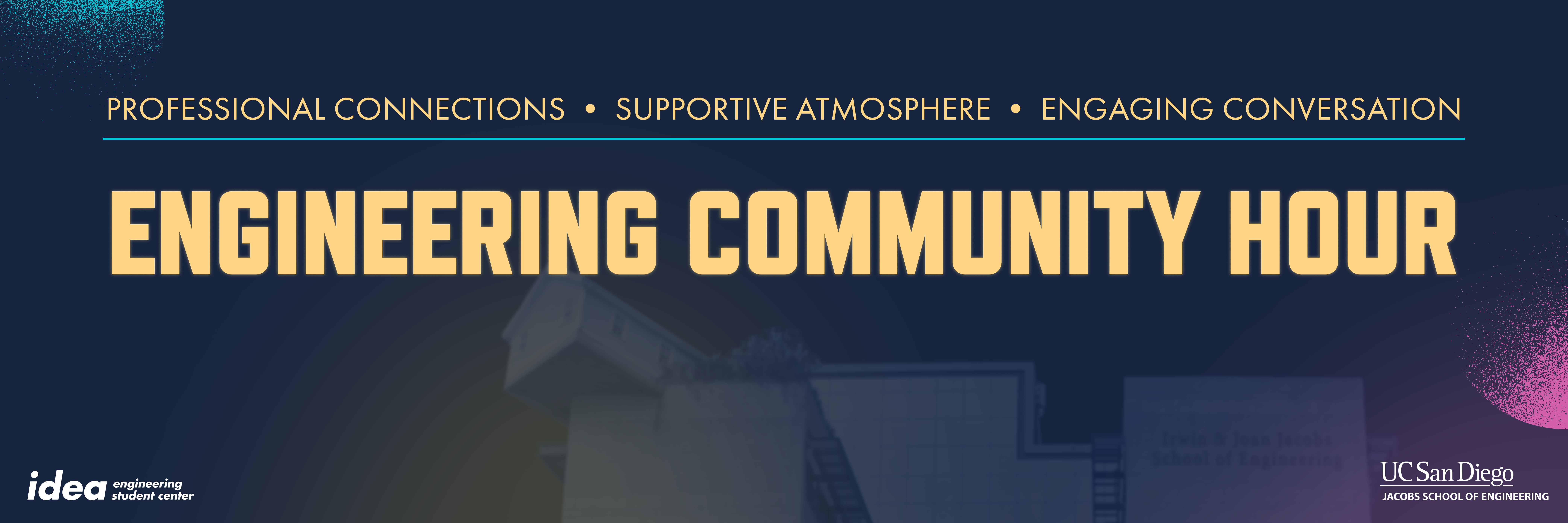 "banner that says engineering community hour"